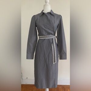 Banana Republic Shirt Dress Stripe Tie Waist Size 4 Blue white